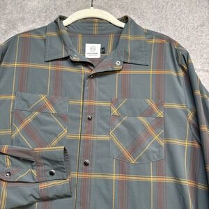 Flylow‎ Men's Plaid Pearl Snap Button Shirt Western Outdoor Tech Wear Medium